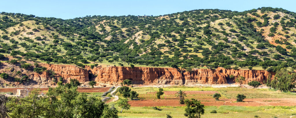 Atlas Mountains landscape near Marrakech with hills and valleys