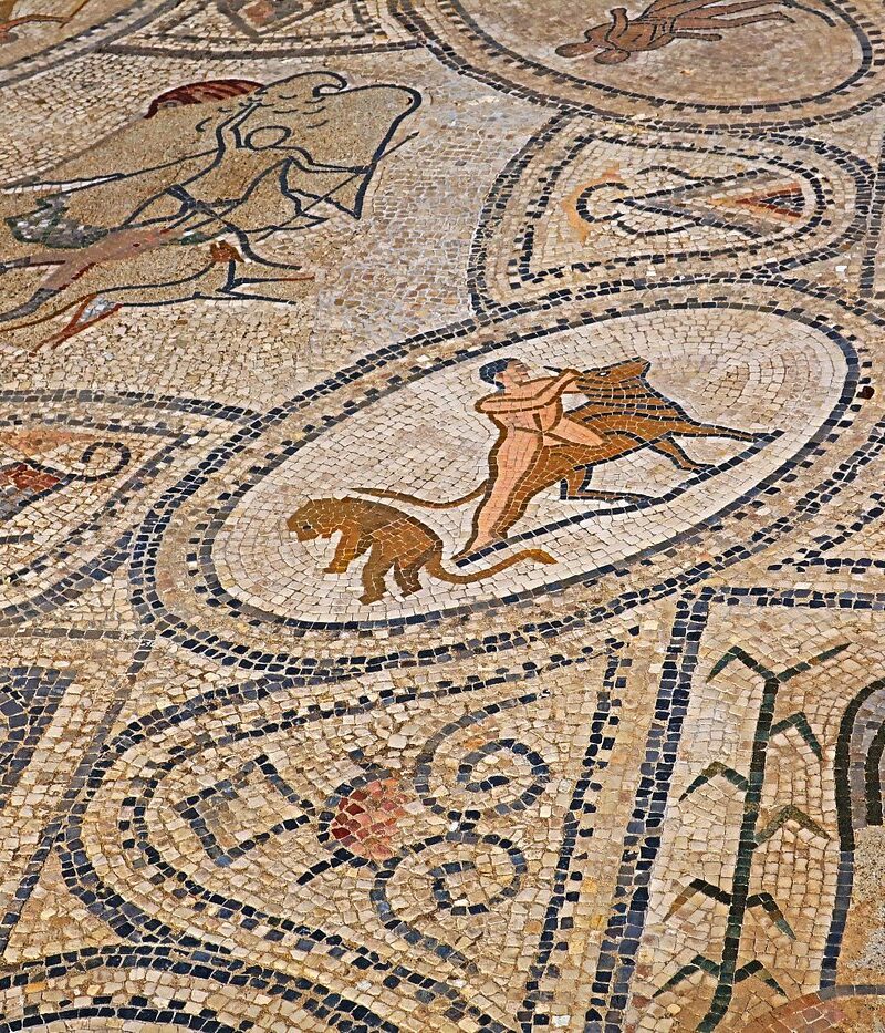 Ancient Roman mosaic at Volubilis, Morocco