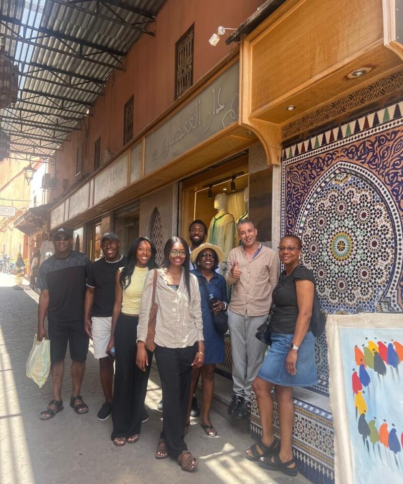 Private Marrakech Medina tour group with local guide in the souks