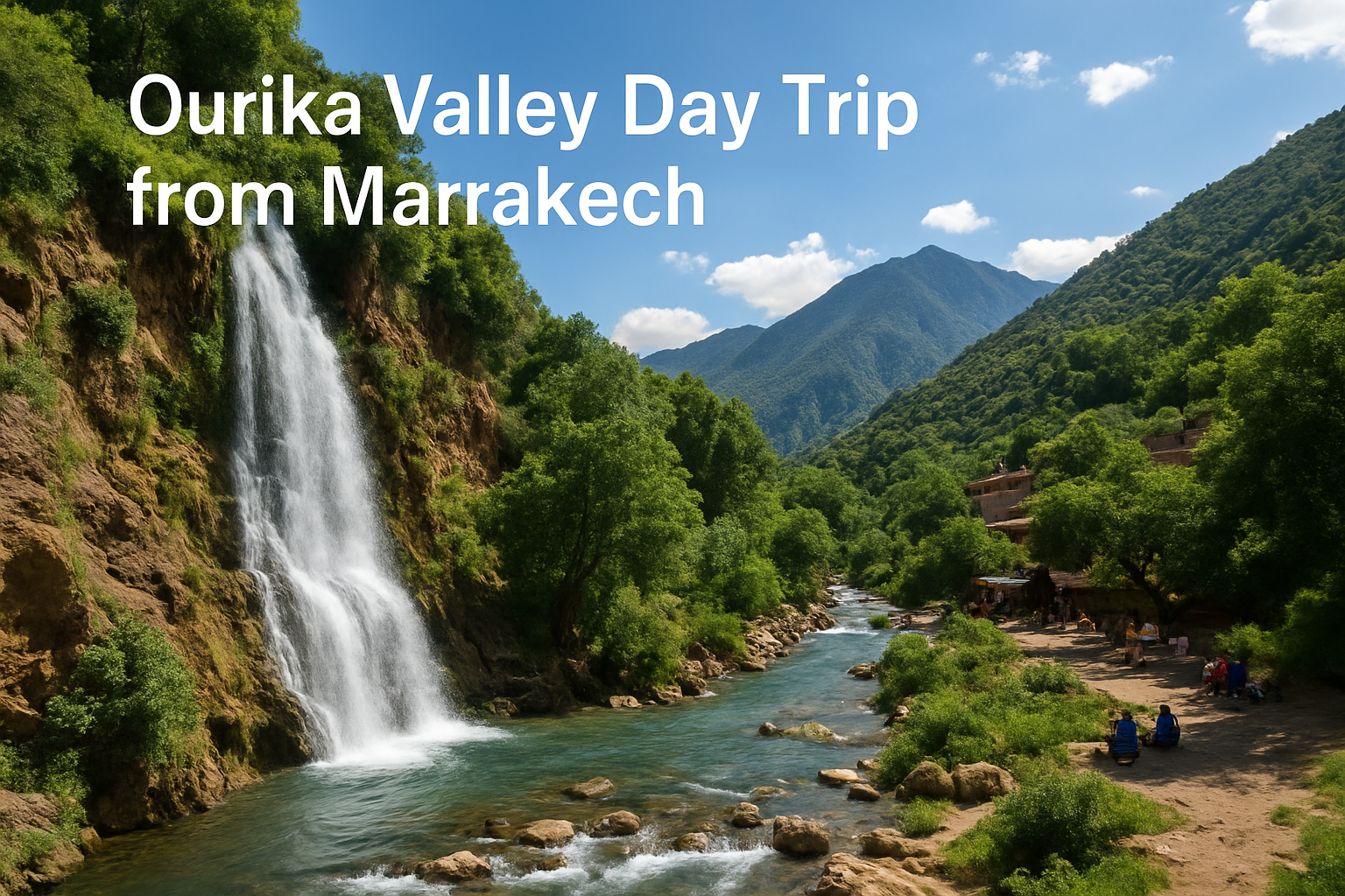 Ourika Valley day trip from Marrakech with waterfalls, river, and Atlas Mountain scenery
