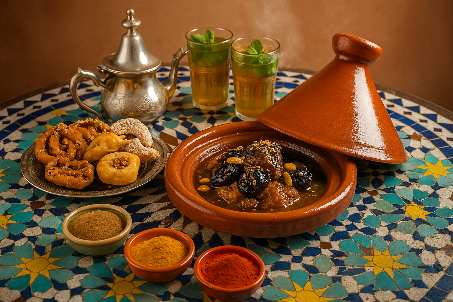 Traditional Moroccan architecture and vibrant marketplace in Marrakech, perfect for cultural travel experiences.