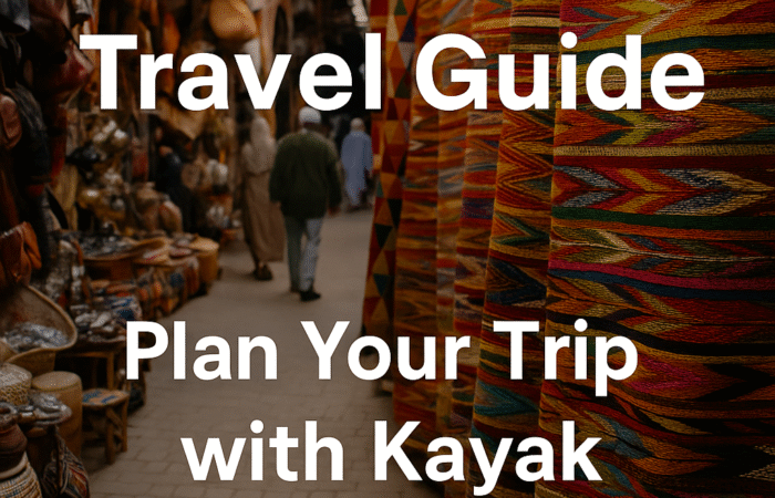 Marrakech Travel Guide – Plan Your Trip with Kayak and Morocco Tours VIP, featuring vibrant souks and colorful textiles.