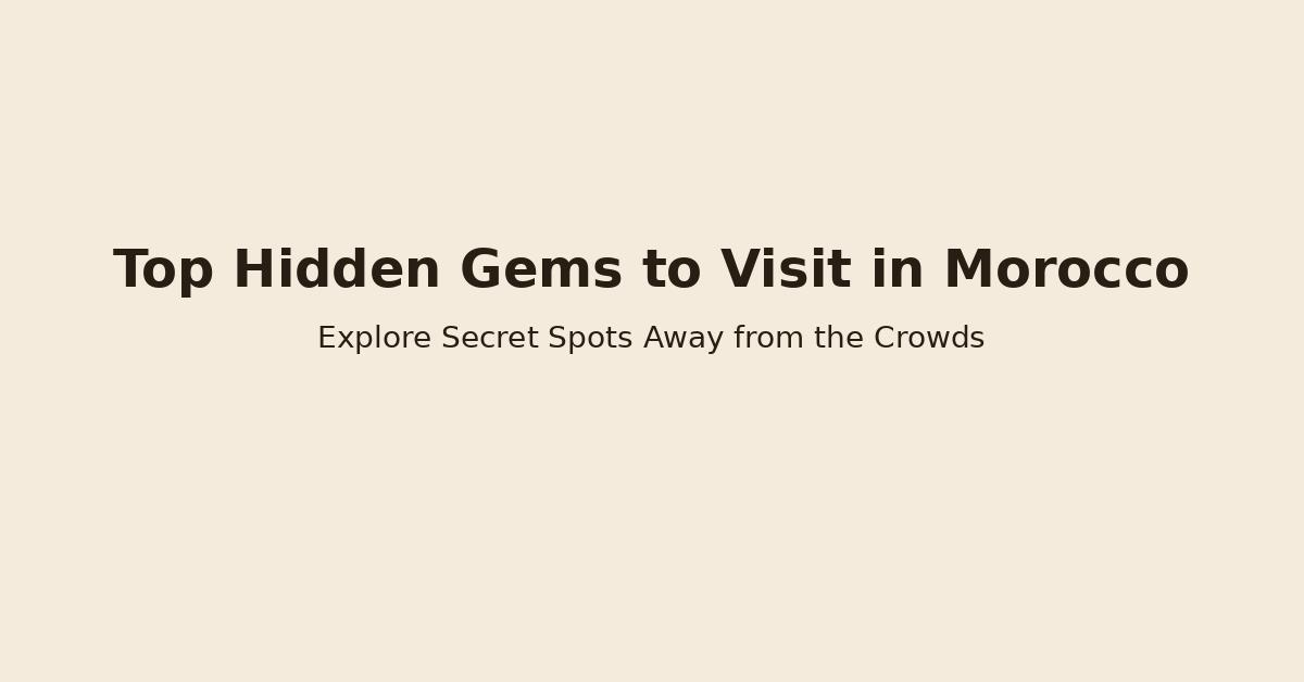 Promotional graphic titled “Top Hidden Gems to Visit in Morocco” with subtitle “Escape the Crowds – Explore the Real Morocco,” on a warm beige background.
