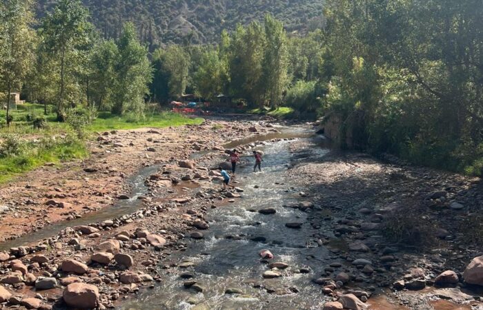 Scenic view of the Ourika Valley in the Atlas Mountains near Marrakech, Morocco