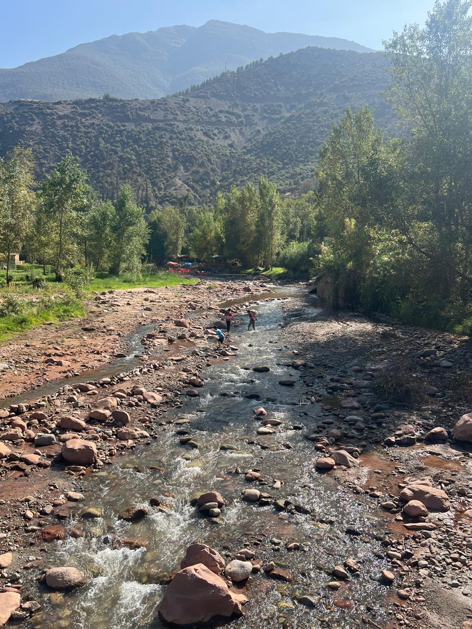 Scenic view of the Ourika Valley in the Atlas Mountains near Marrakech, Morocco