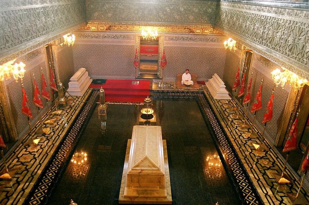 Mohammed V Mausoleum Rabat – Royal Mausoleum and Hassan Tower Landmark Mohammed V Mausoleum interior in Rabat Morocco with royal tomb and traditional Moroccan architecture