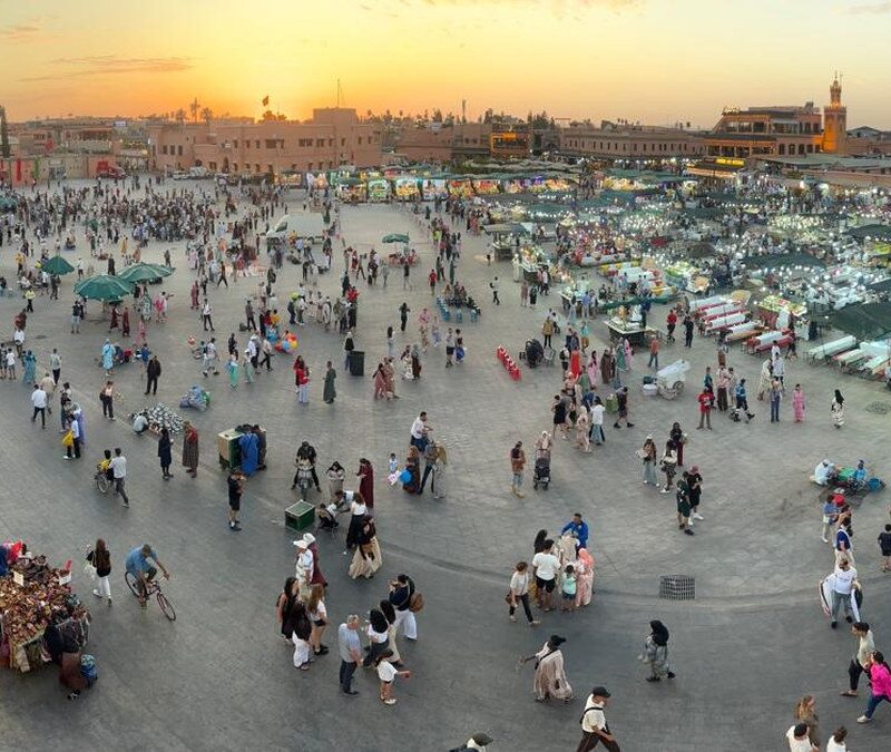 Marrakech Jemaa el-Fna square at sunset for Casablanca Port day tour