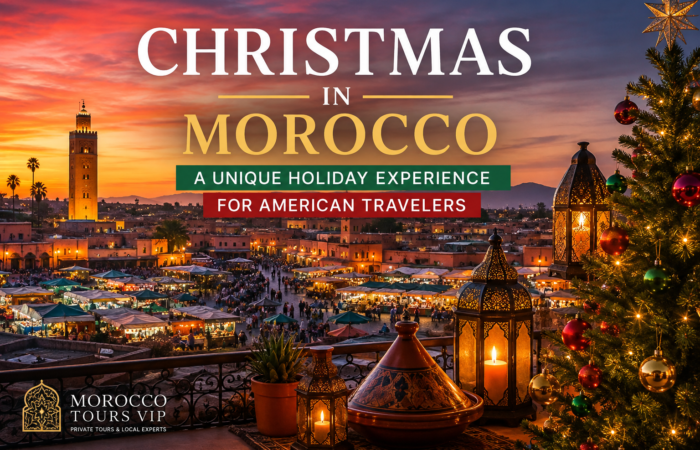 Christmas in Marrakech Morocco with traditional lanterns and holiday decorations